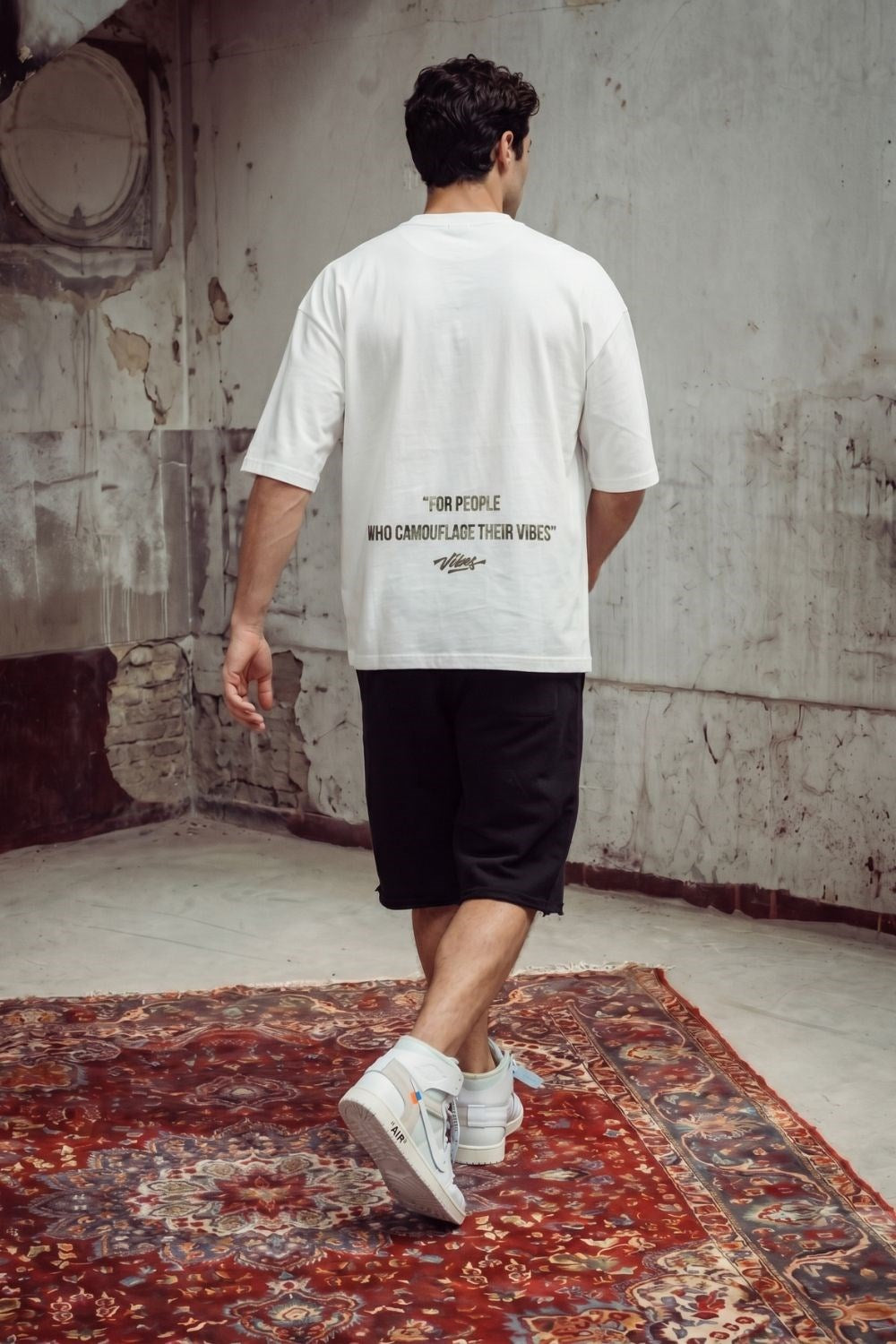 Erkek Chaos Oversize Kırık Beyaz Premium T-Shirt