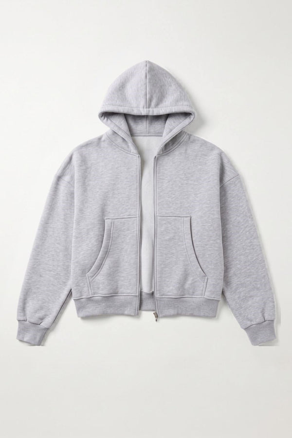 Erkek Boxy Oversize Fermuarlı Chill Gri Sweatshirt