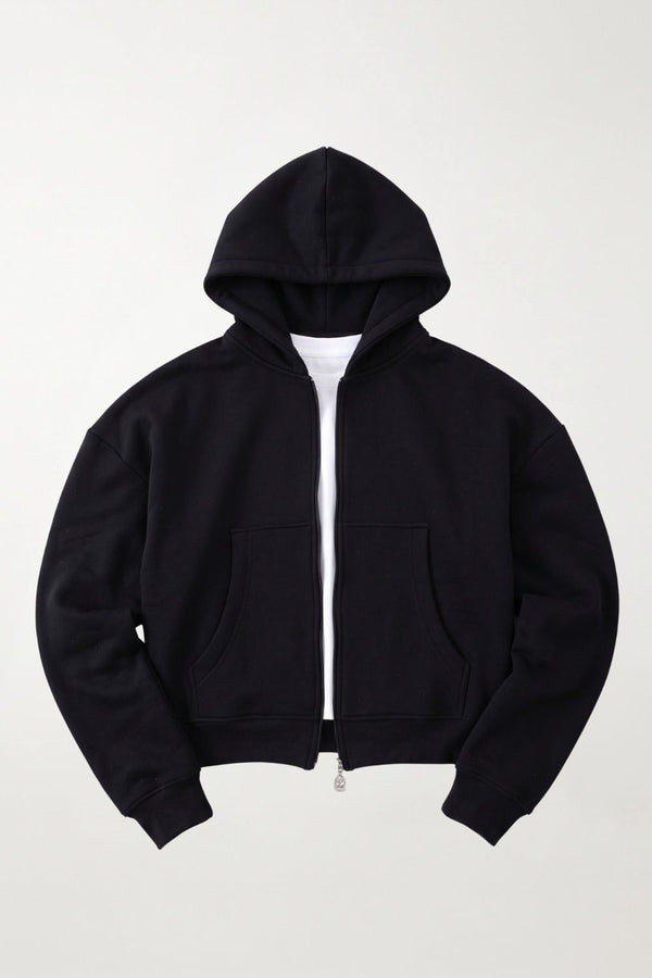 Erkek Boxy Oversize Fermuarlı Chill Siyah Sweatshirt