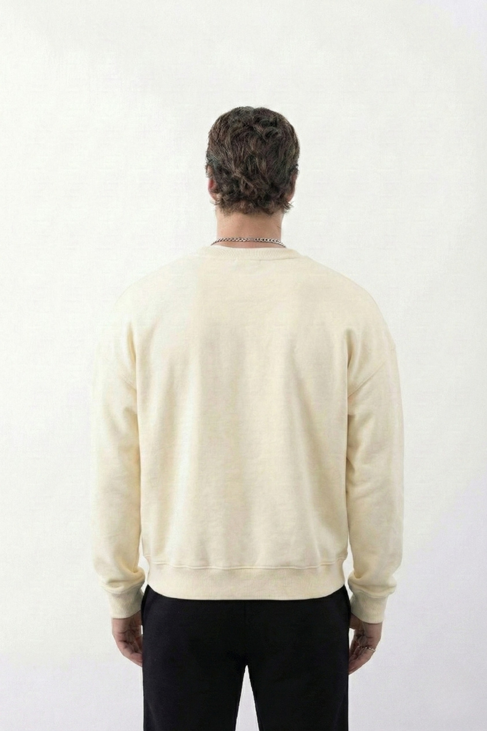 Erkek Boxy Oversize Vanilya Sarısı Sweatshirt