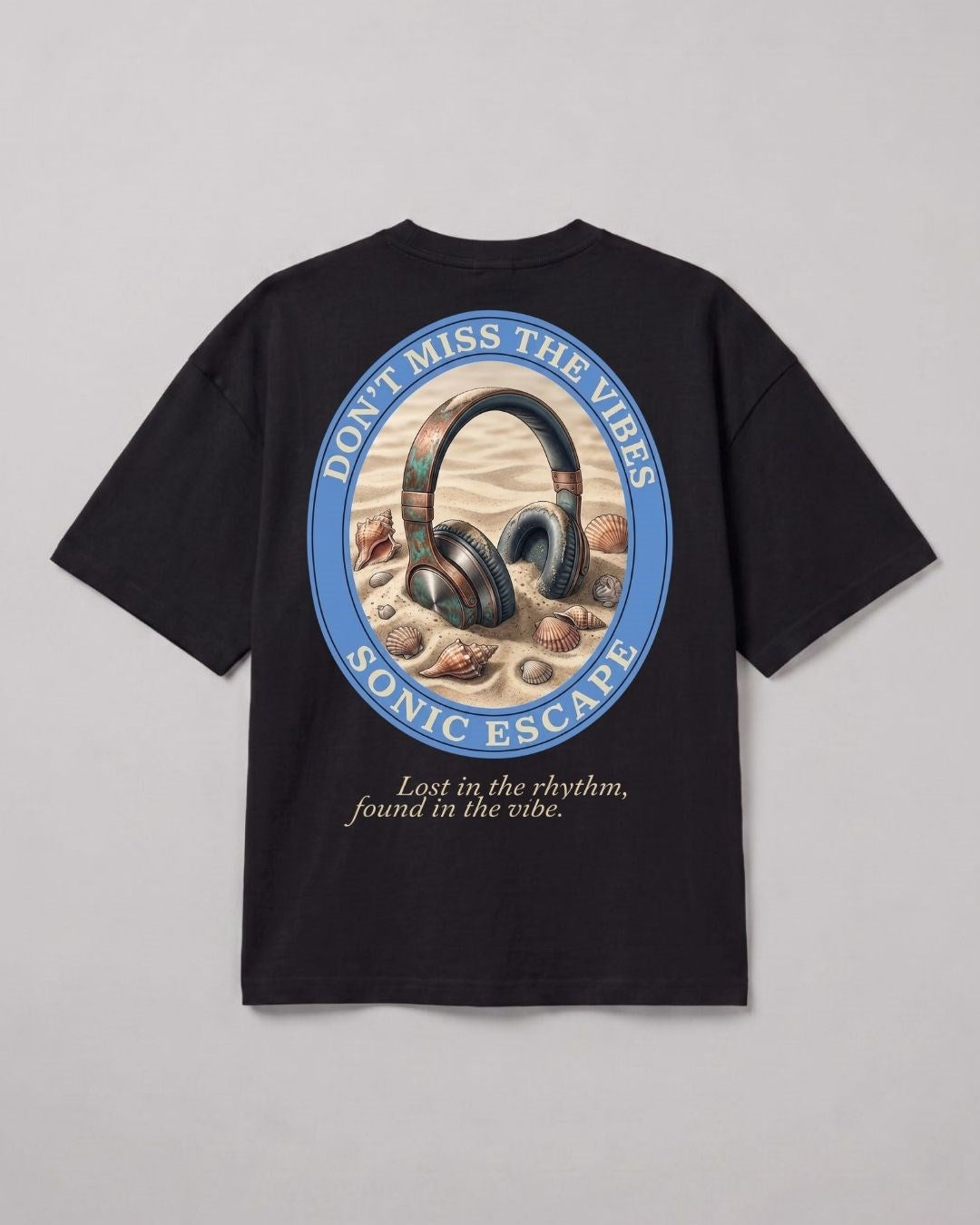 Erkek Rhytm Oversize Siyah Premium T-Shirt