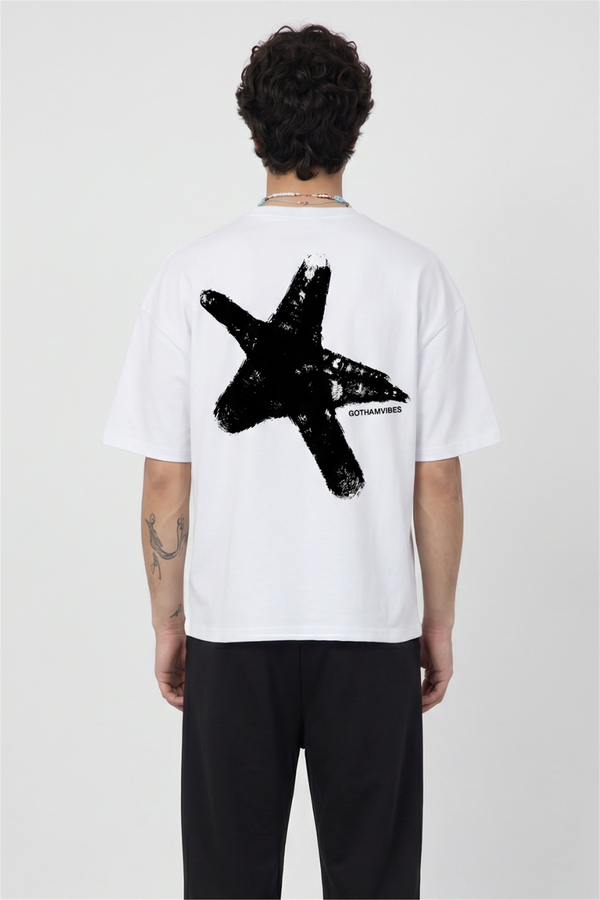 Boxy Star Beyaz Premium T-Shirt