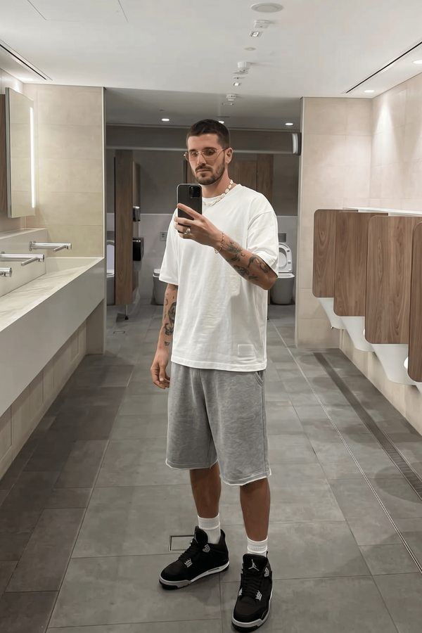 Erkek Chill Boxy Premium Beyaz T-Shirt