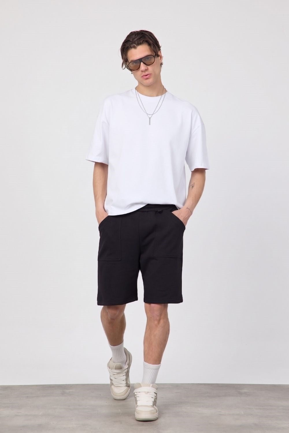 Erkek Chill Boxy Premium Beyaz T-Shirt