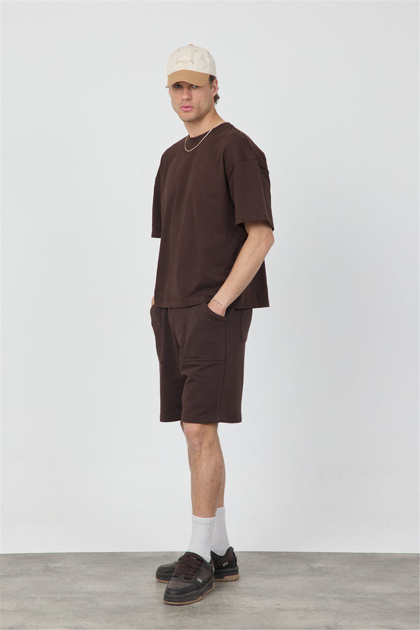 Erkek Chill Boxy Premium Kahverengi T-Shirt