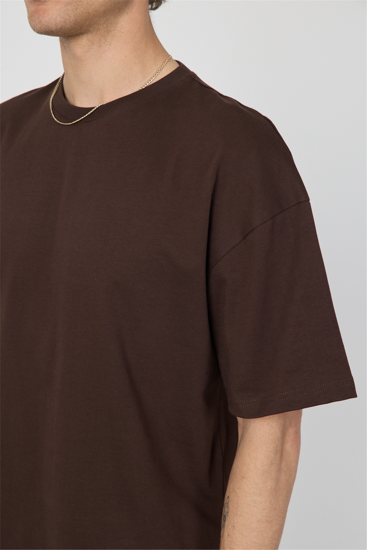 Erkek Chill Boxy Premium Kahverengi T-Shirt