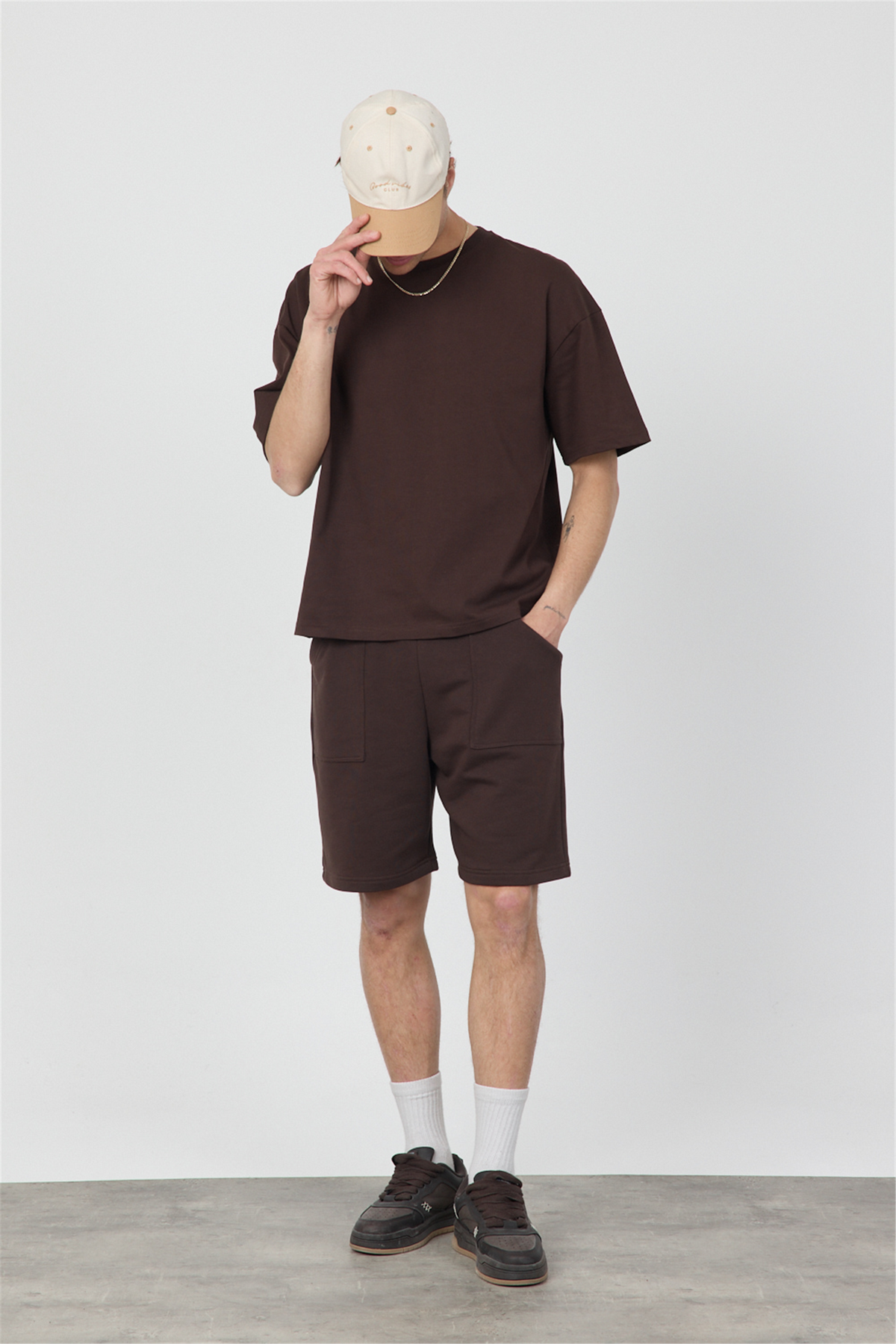 Erkek Chill Boxy Premium Kahverengi T-Shirt