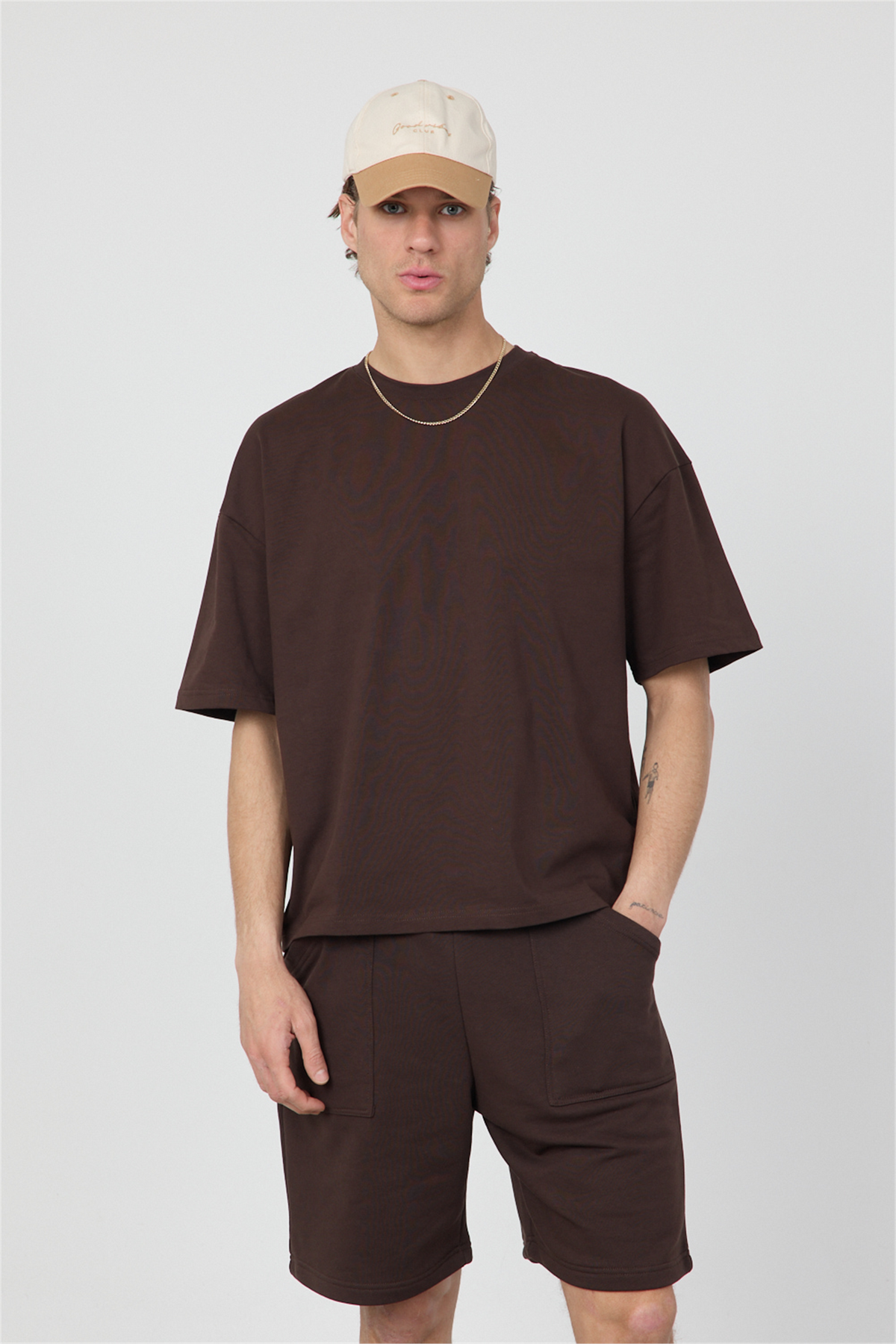 Erkek Chill Boxy Premium Kahverengi T-Shirt