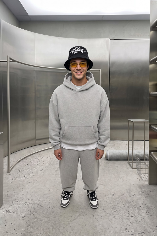 Erkek Chill Oversize Gri Hoodie