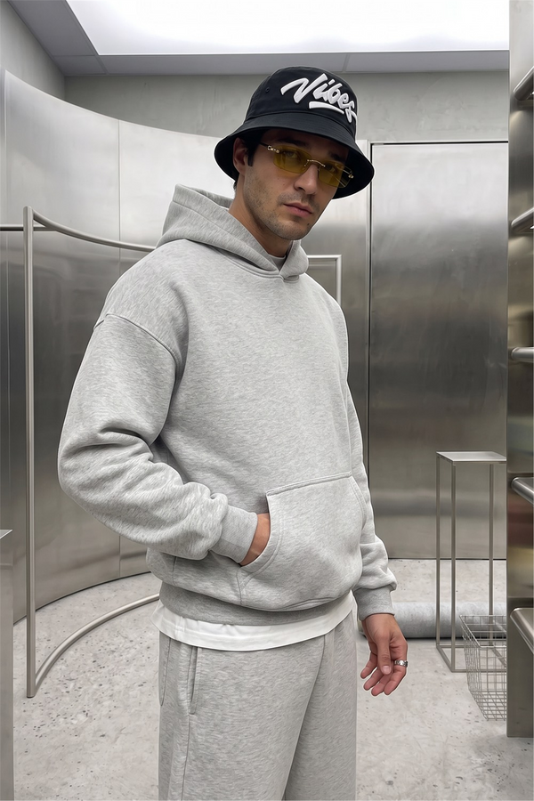Erkek Chill Oversize Gri Hoodie