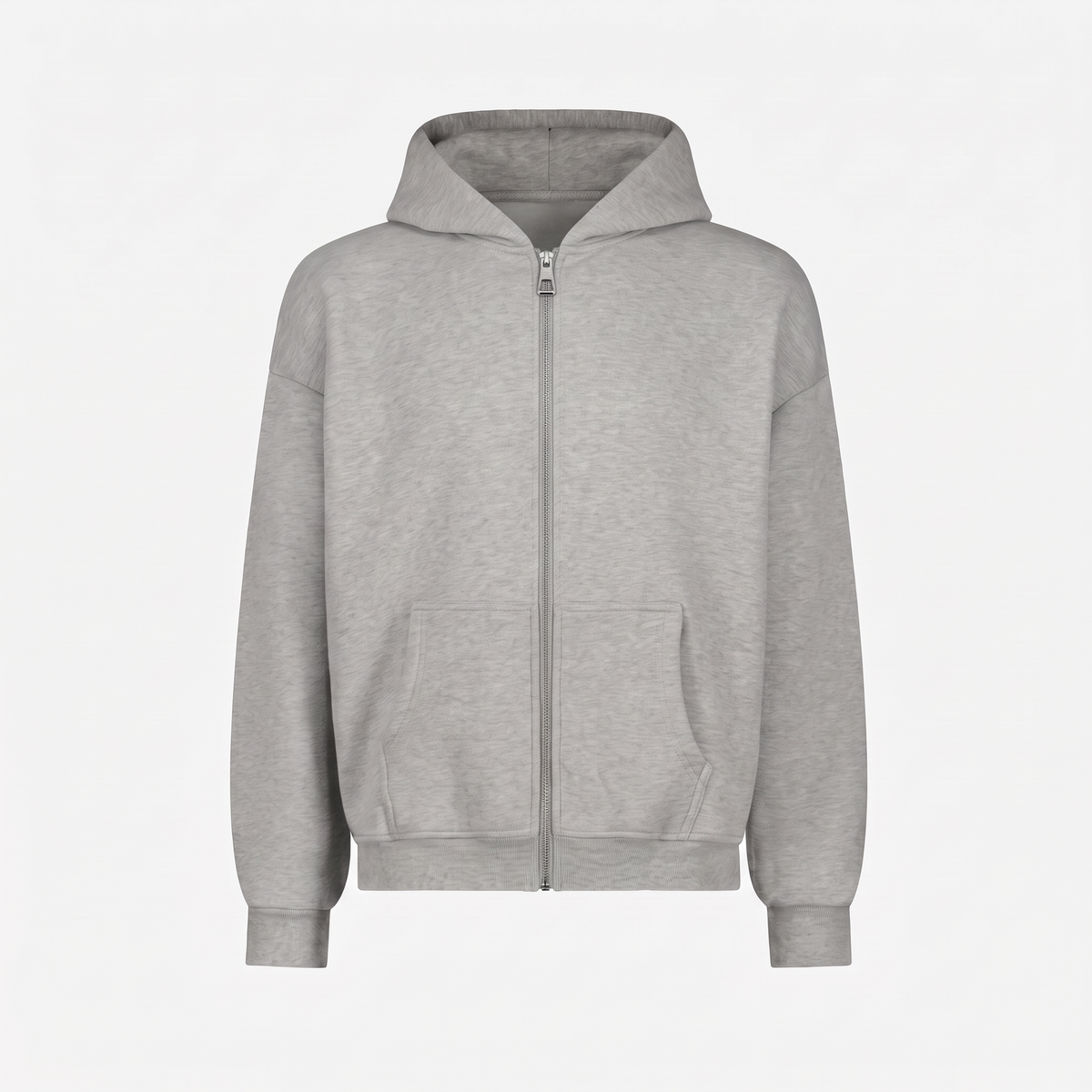 Erkek Chill Oversize Gri Zip Sweatshirt