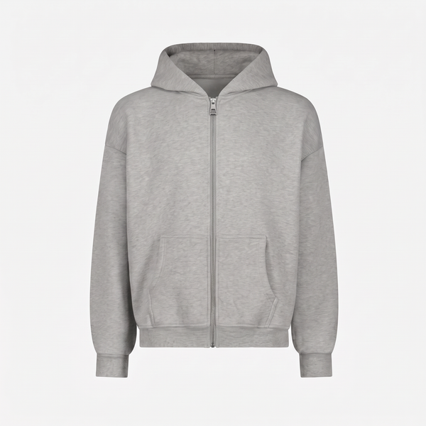 Erkek Chill Oversize Gri Zip Sweatshirt