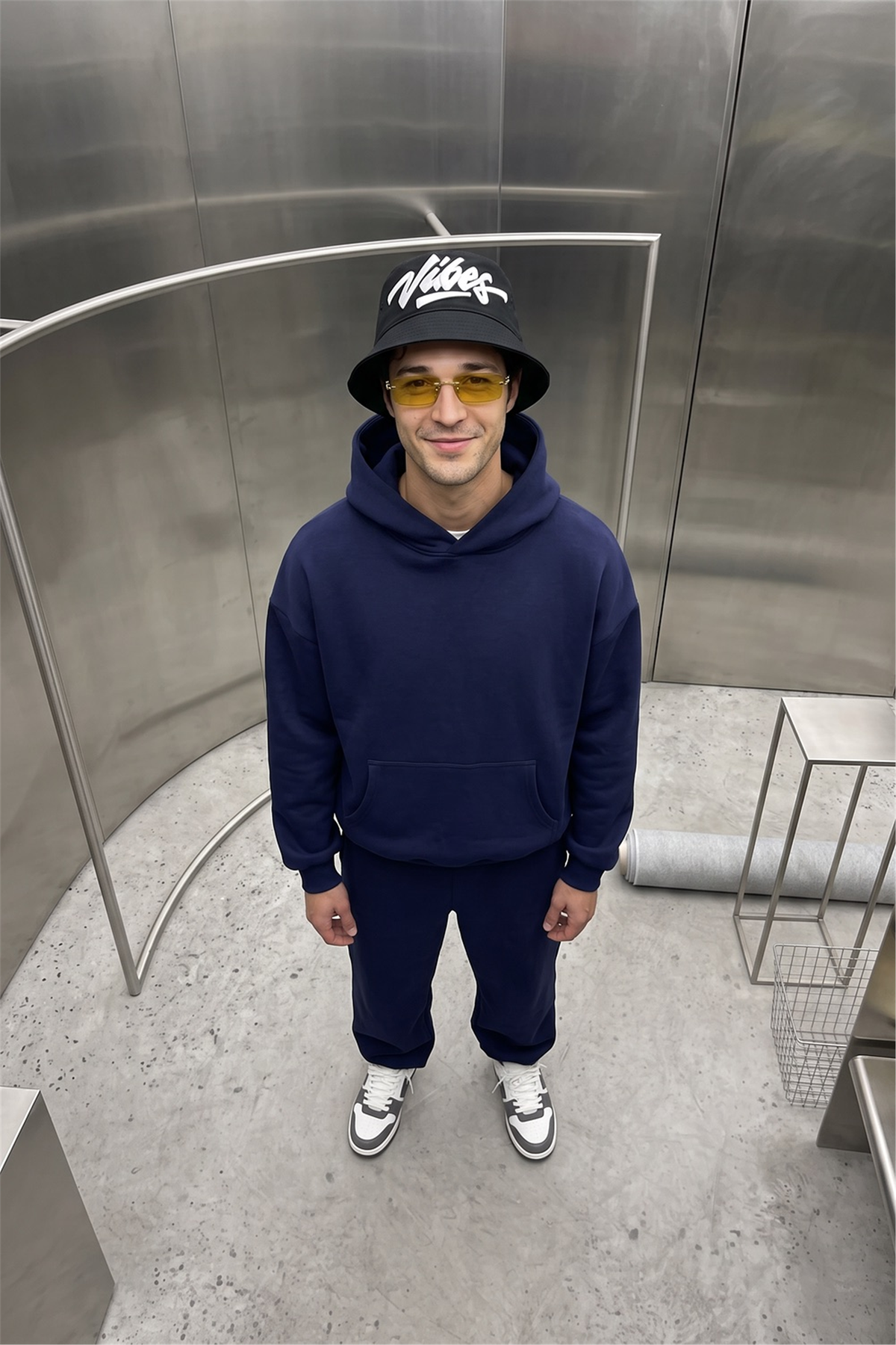 Erkek Chill Oversize Lacivert Hoodie