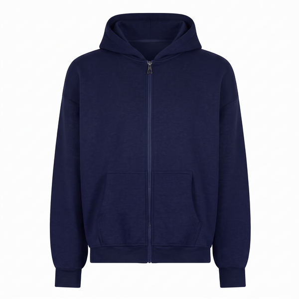 Erkek Chill Oversize Lacivert Zip Sweatshirt