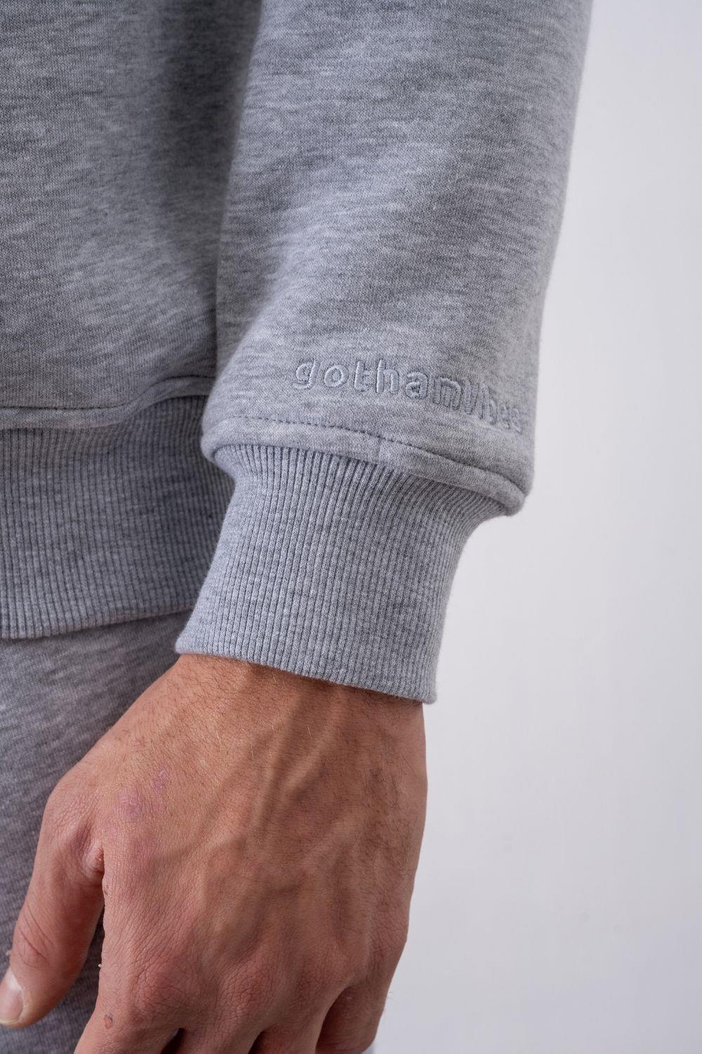 Erkek Gri Fermuarlı Oversize Sweatshirt