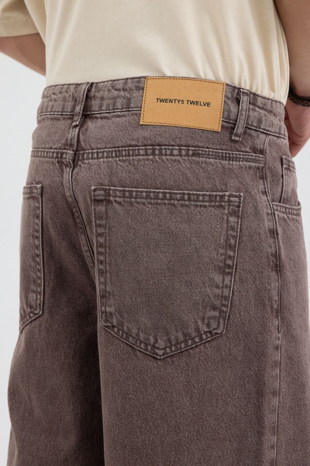 Erkek Loose Fit Kahverengi Kot Pantolon