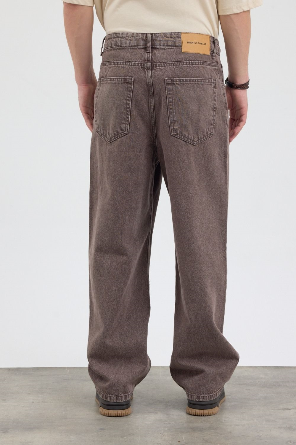 Erkek Loose Fit Kahverengi Kot Pantolon