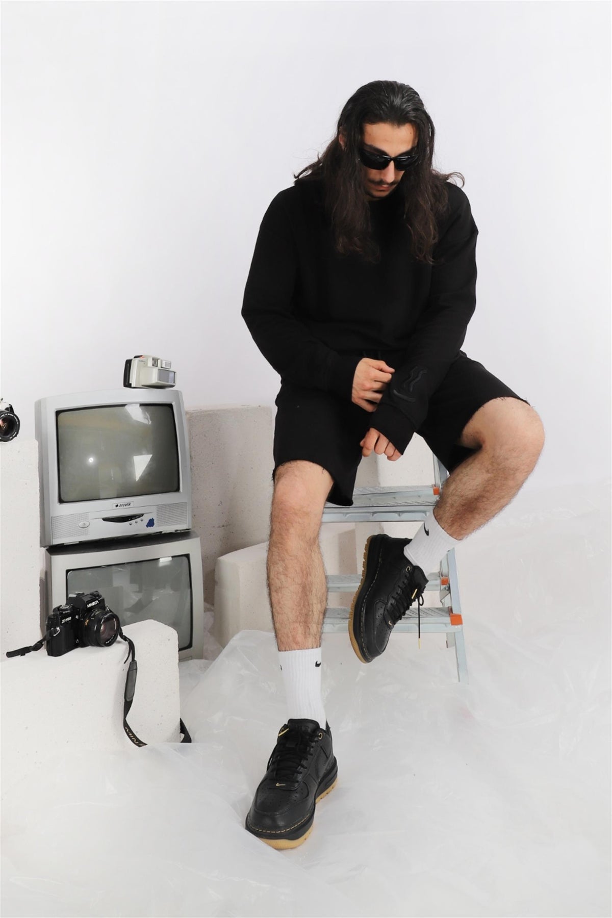 Erkek Reincarnation Oversize Siyah Sweatshirt