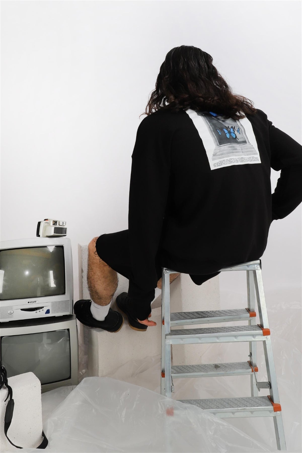 Erkek Reincarnation Oversize Siyah Sweatshirt