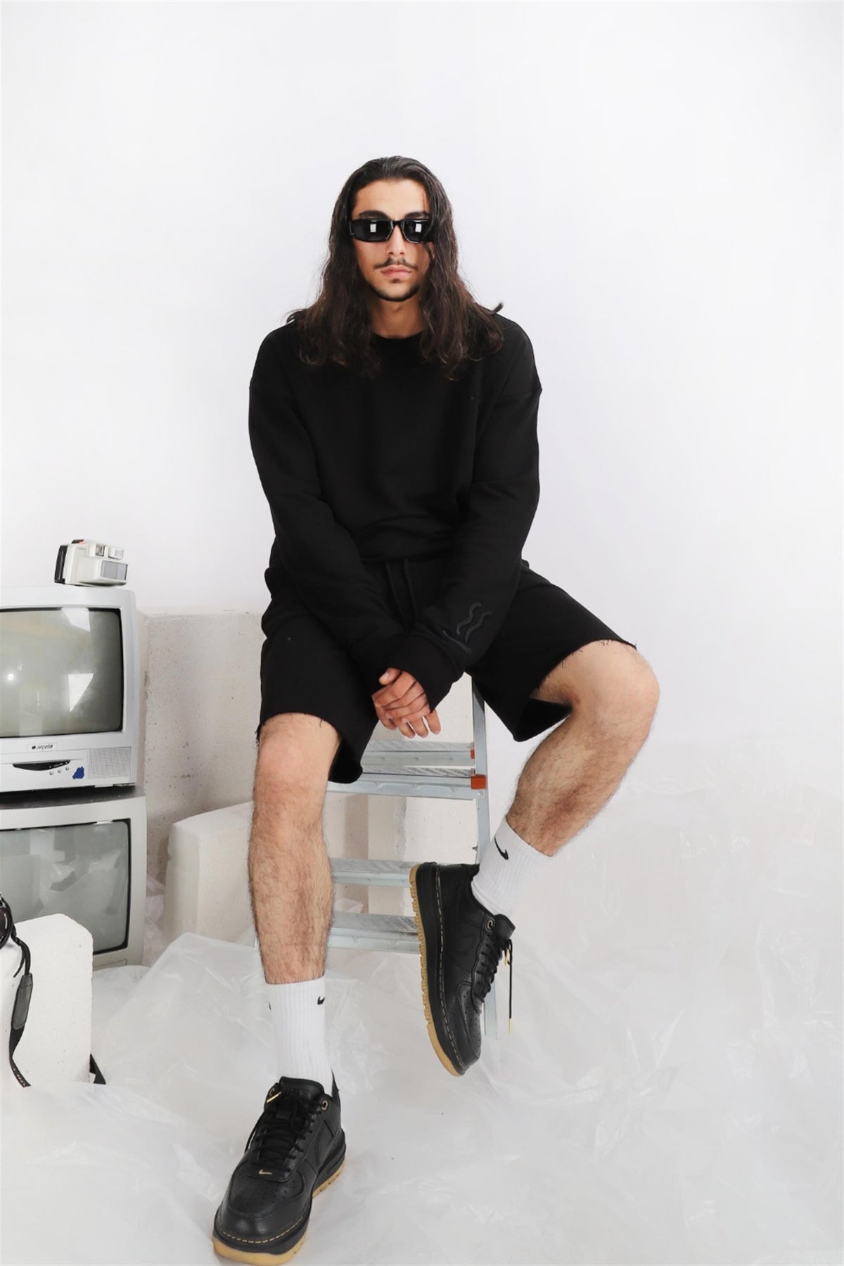 Erkek Reincarnation Oversize Siyah Sweatshirt