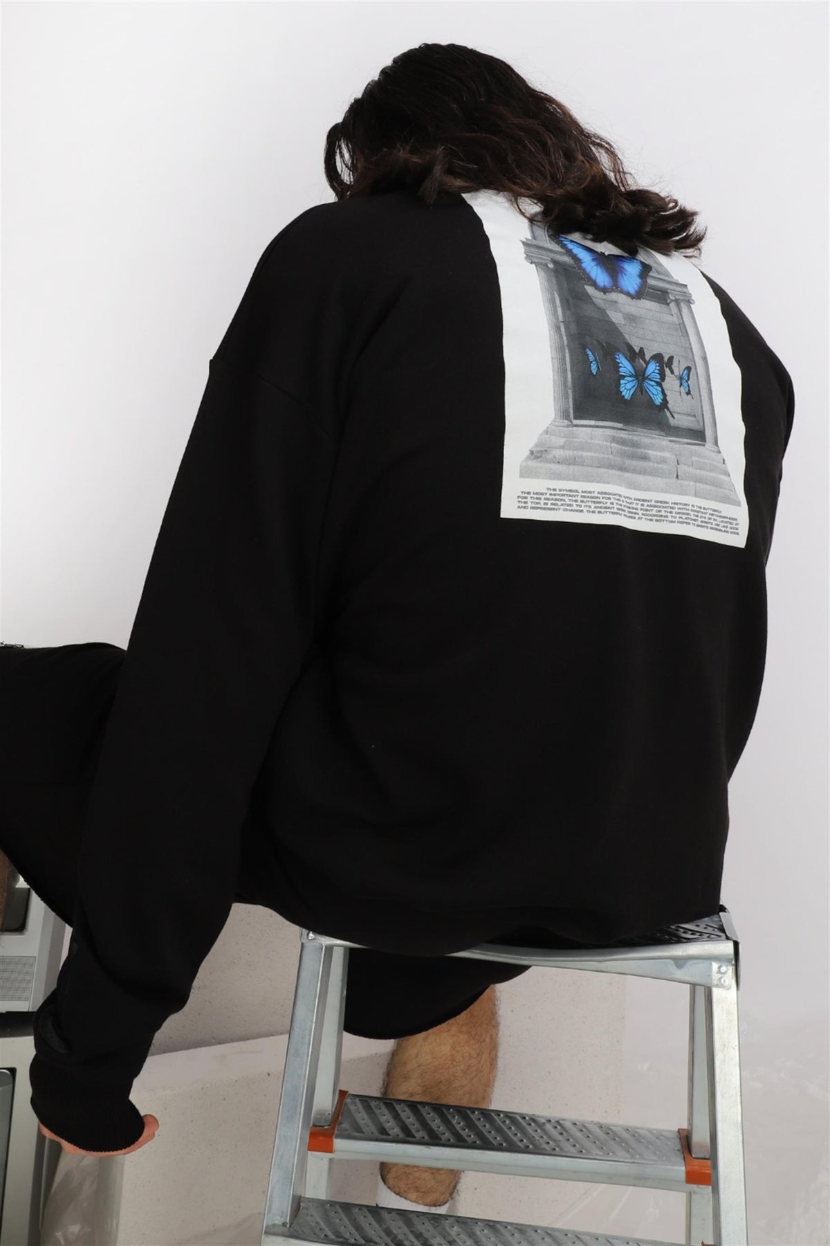 Erkek Reincarnation Oversize Siyah Sweatshirt