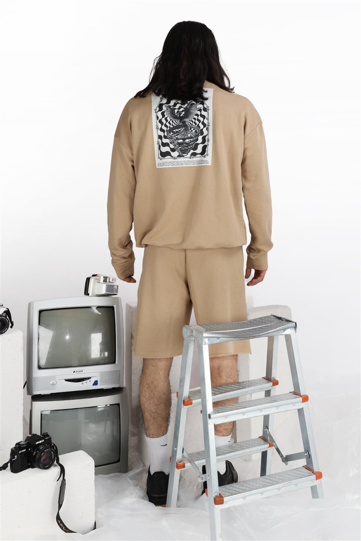 Erkek Reincarnation Oversize Bej Sweatshirt