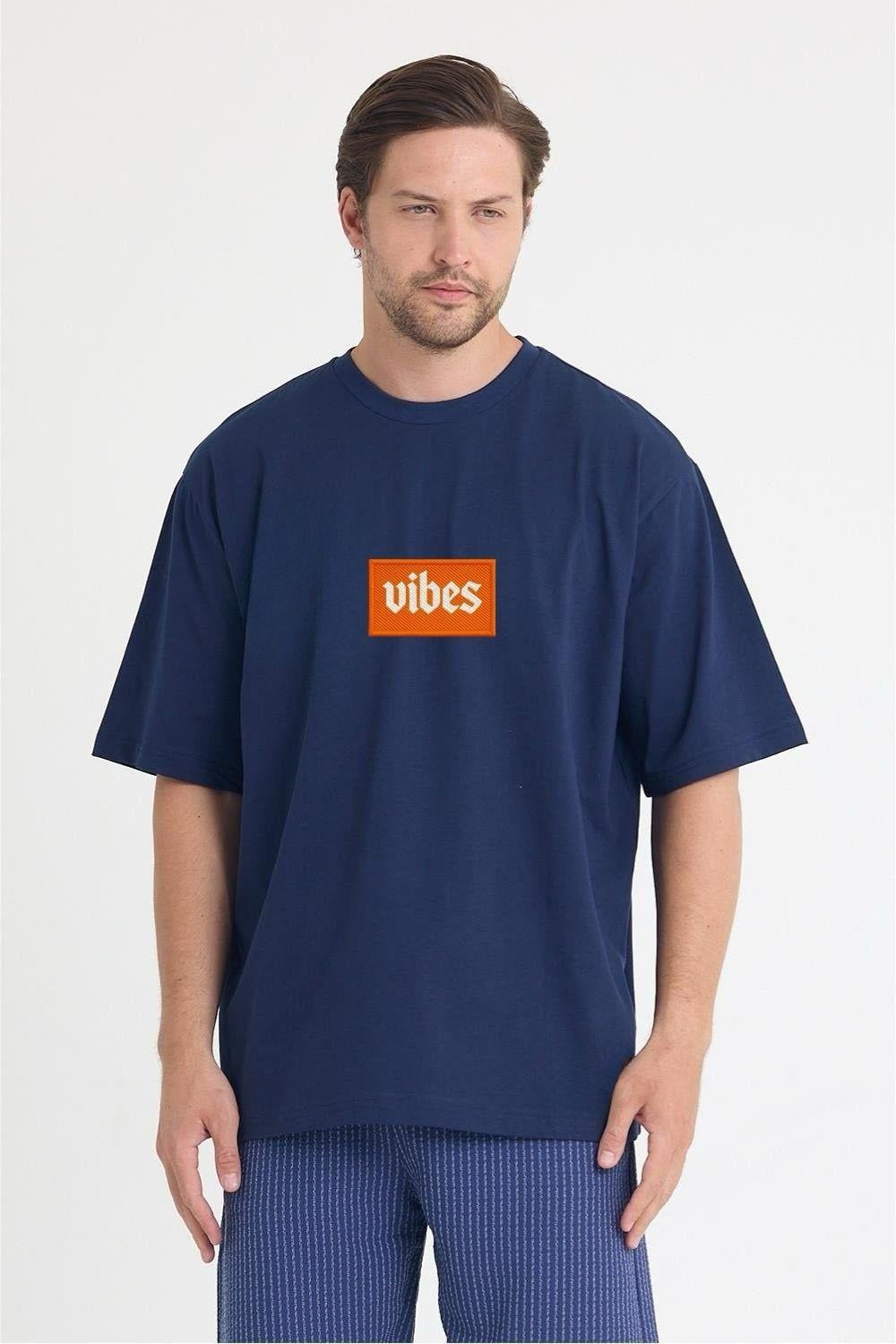 Erkek Relaxed 011 Oversize Lacivert T-Shirt