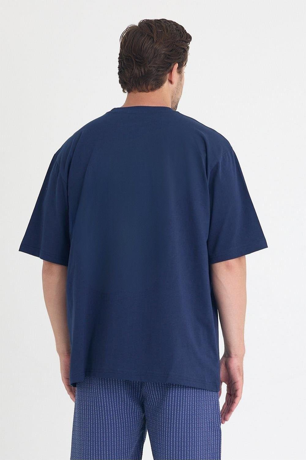 Erkek Relaxed 011 Oversize Lacivert T-Shirt
