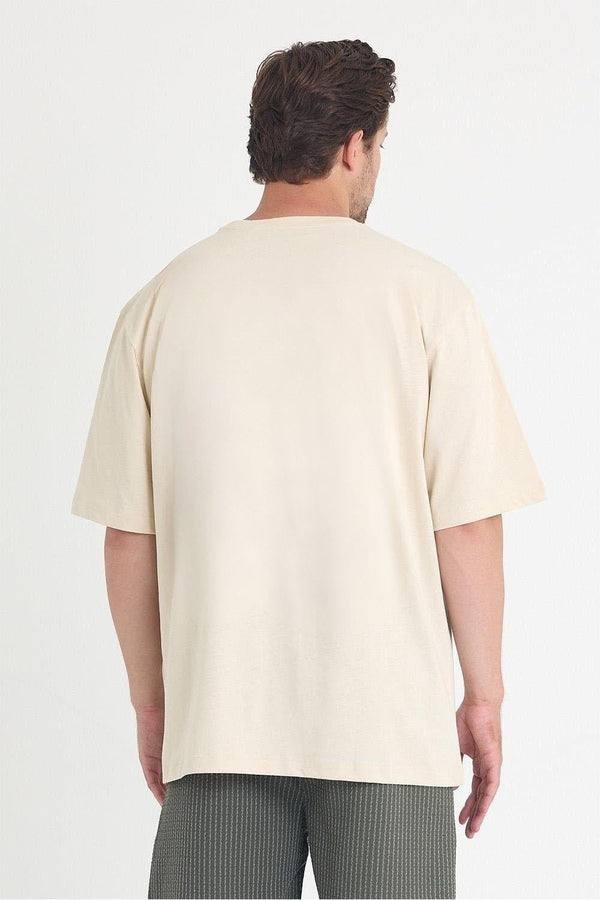 Erkek Relaxed 012 Oversize Krem T-Shirt