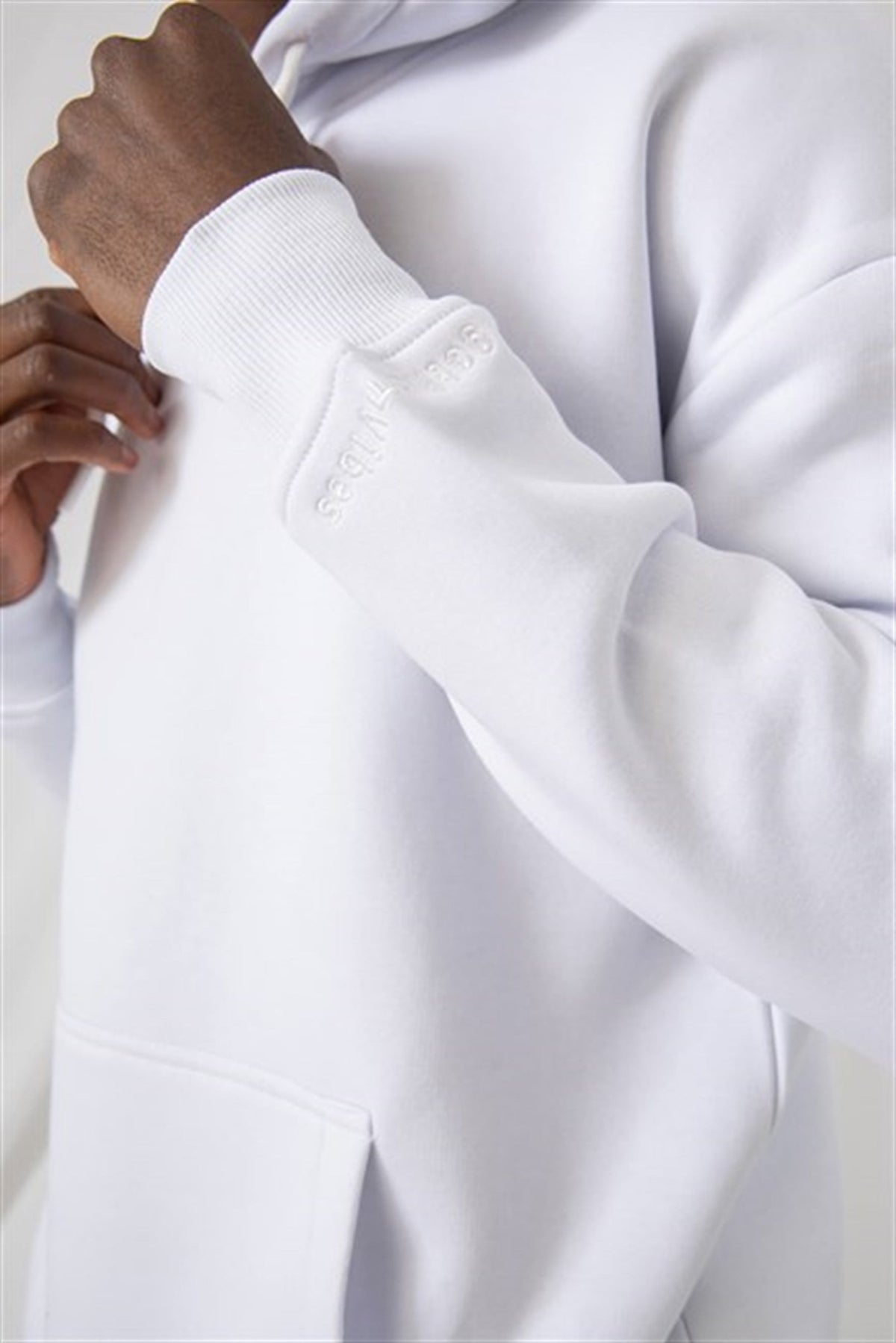 Erkek Stay Oversize Beyaz Hoodie Sweatshirt