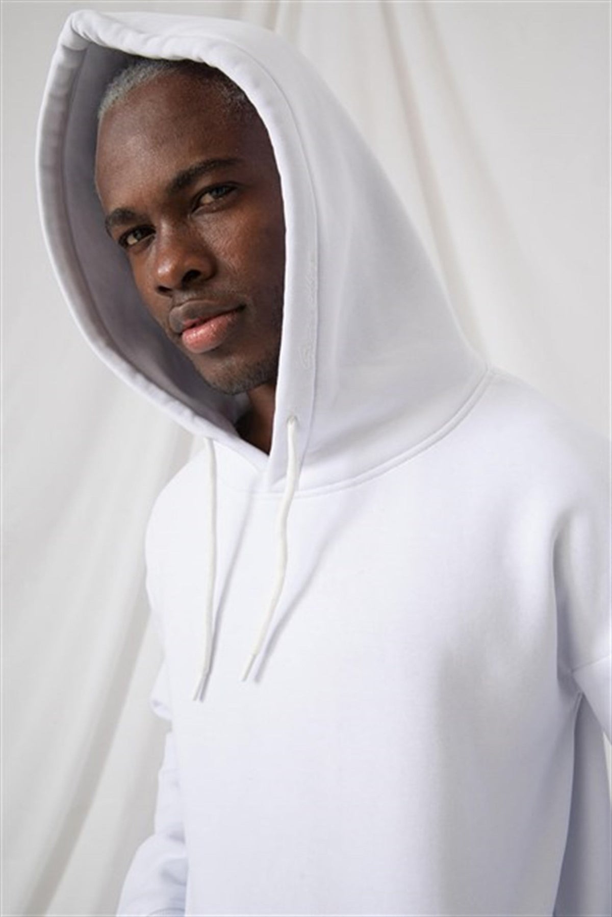 Erkek Stay Oversize Beyaz Hoodie Sweatshirt