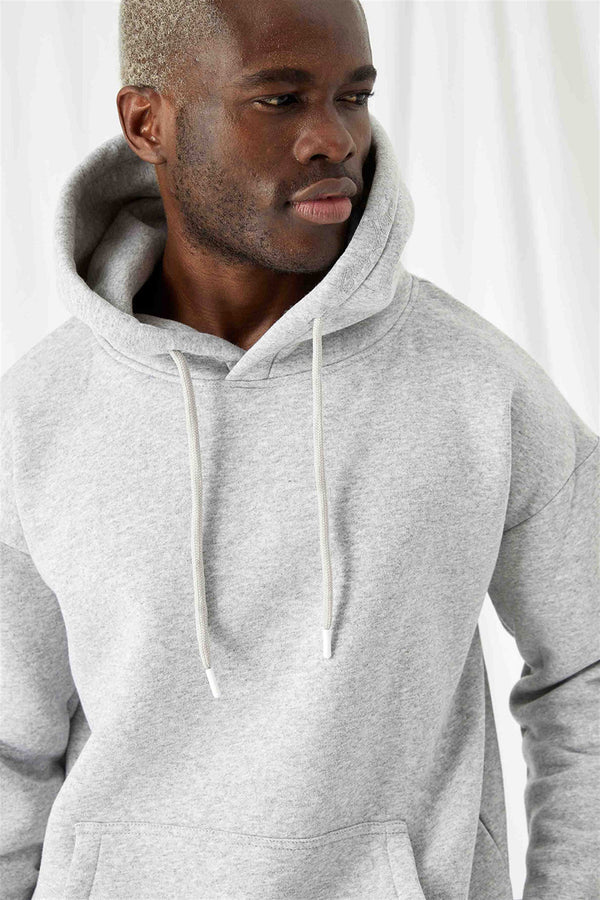 Erkek Stay Oversize Gri Hoodie Sweatshirt