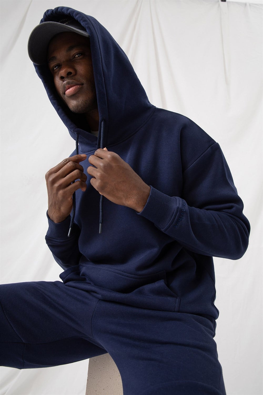 Erkek Stay Oversize Lacivert Hoodie Sweatshirt