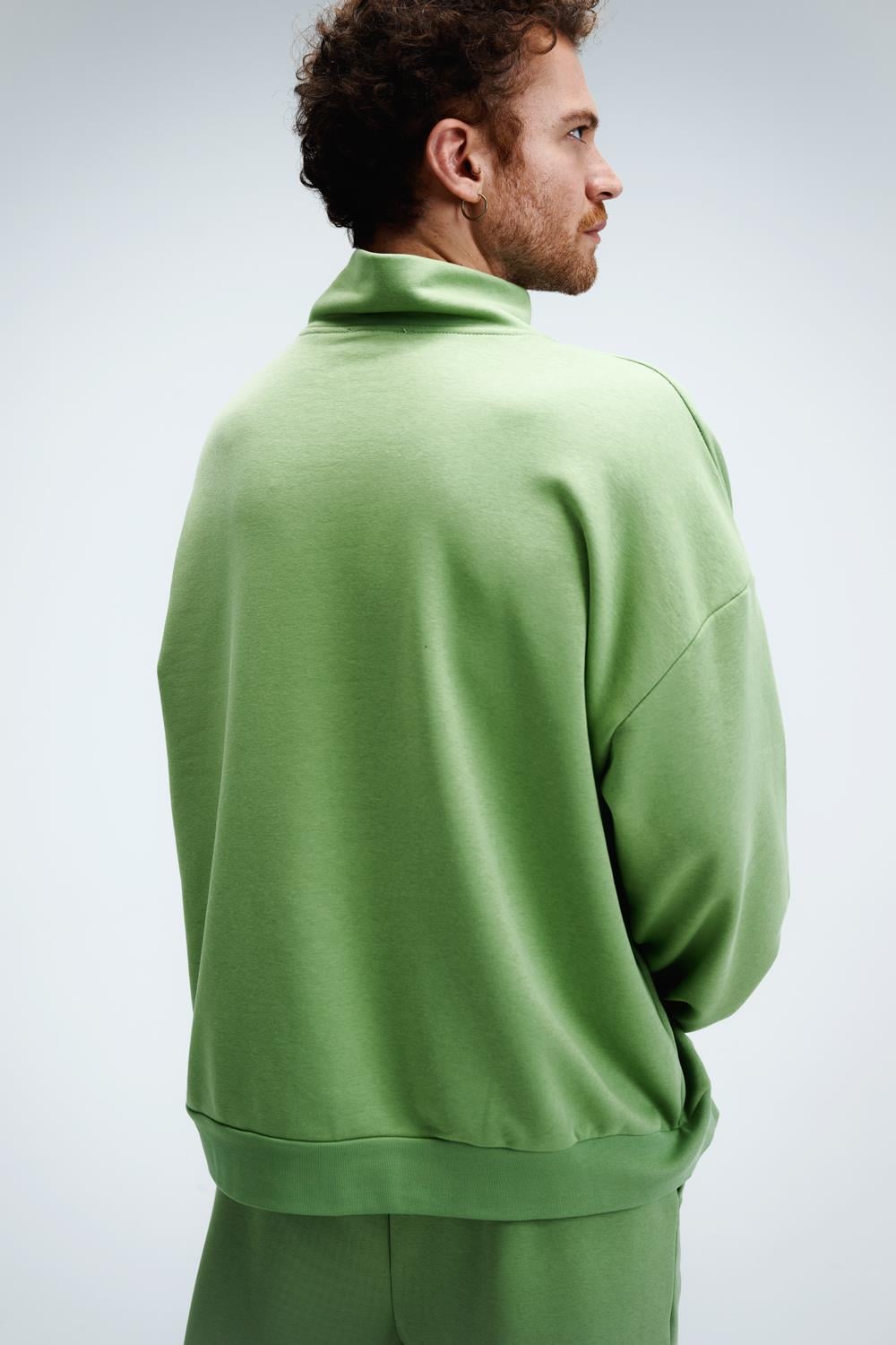 Erkek Timeless Fermuarlı Fıstık Yeşili Sweatshirt