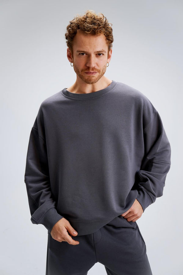 Erkek Timeless Oversize Antrasit Sweatshirt
