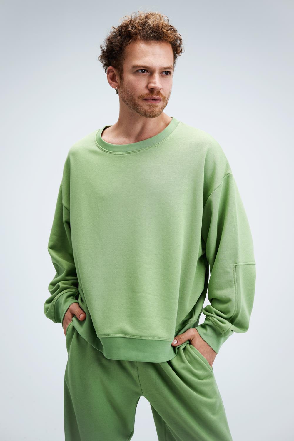 Erkek Timeless Oversize Fıstık Yeşili Sweatshirt