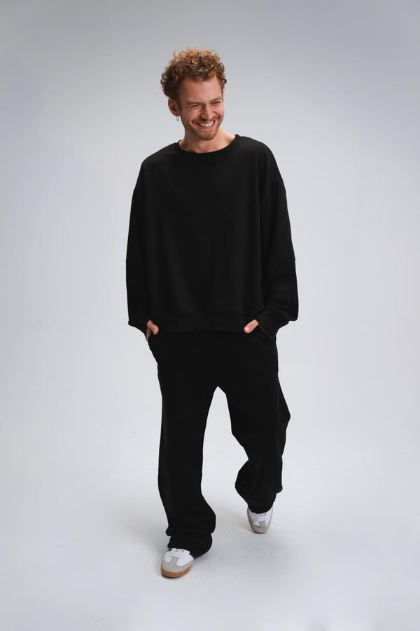 Erkek Timeless Oversize Siyah Sweatshirt