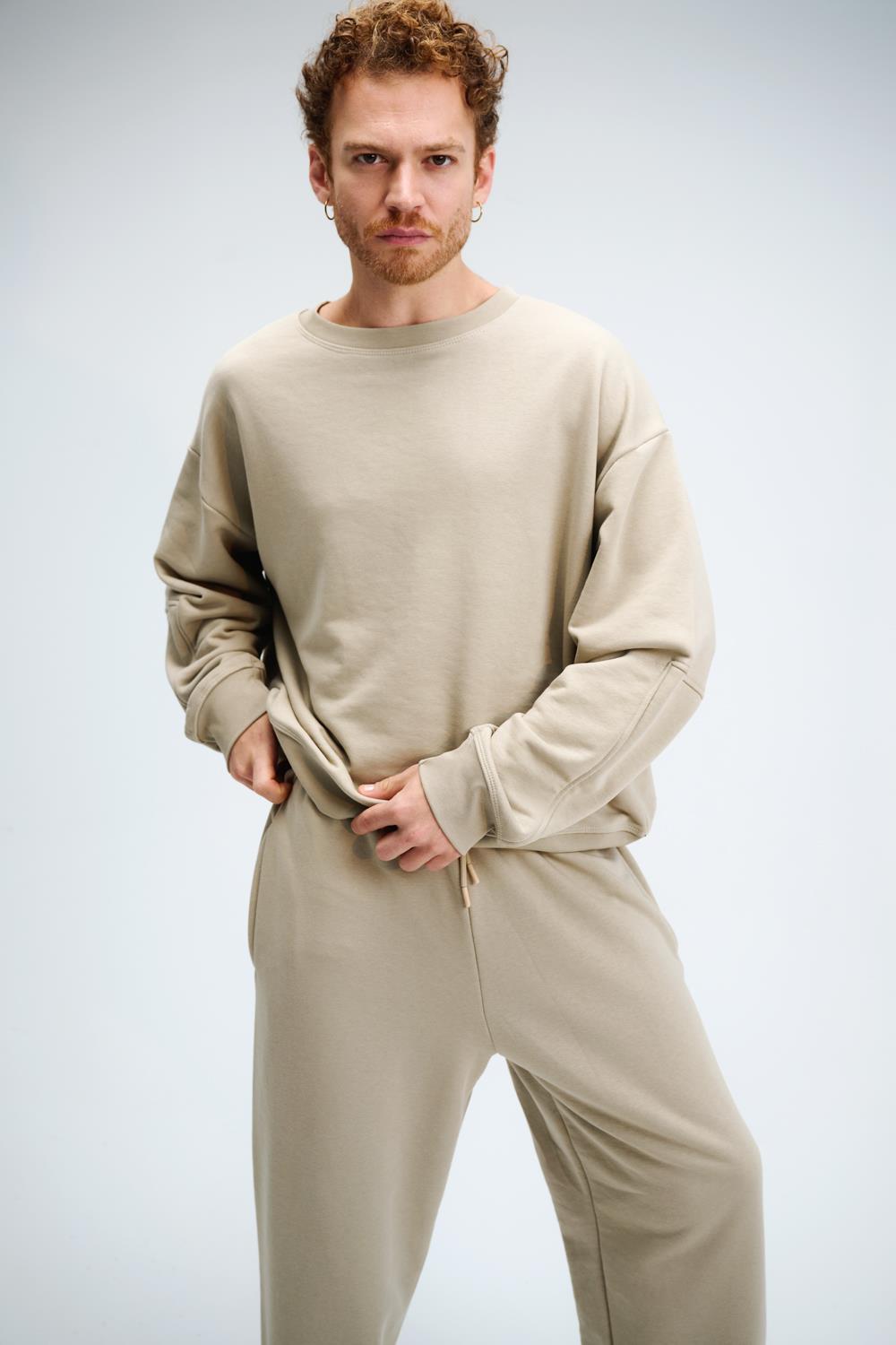 Erkek Timeless Oversize Vizon Sweatshirt