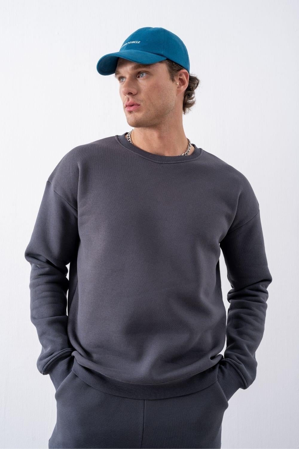 Erkek Vibe Oversize Antrasit Sweatshirt
