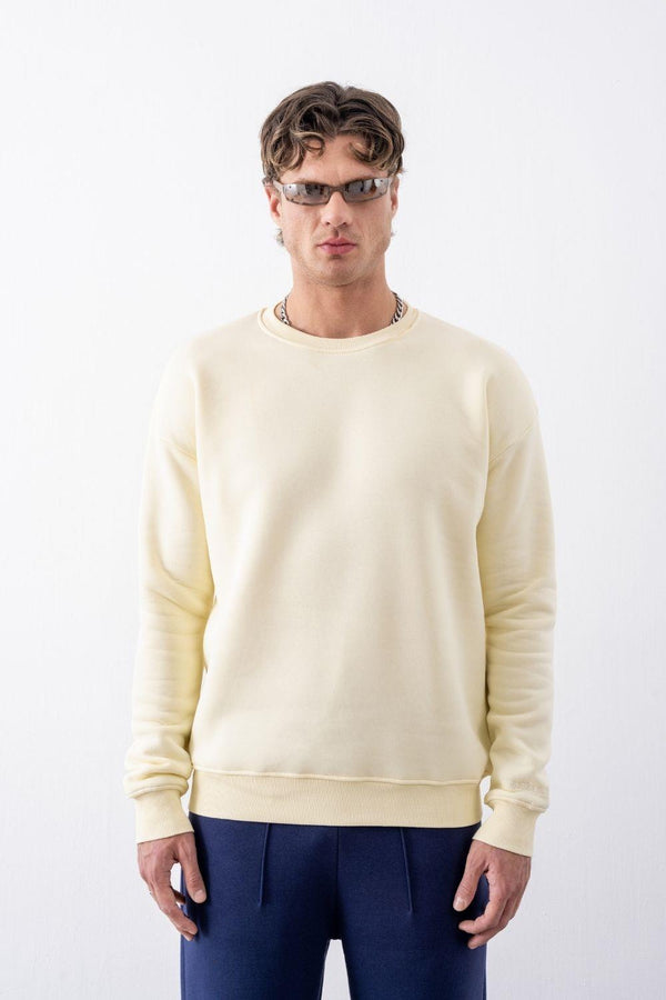 Erkek Vibe Oversize Krem Sweatshirt
