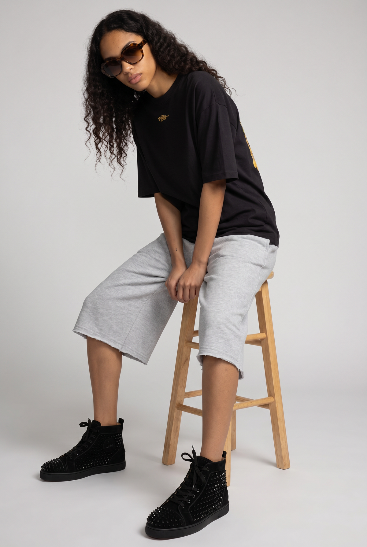 Kadın Amalfi Oversize Siyah T-Shirt