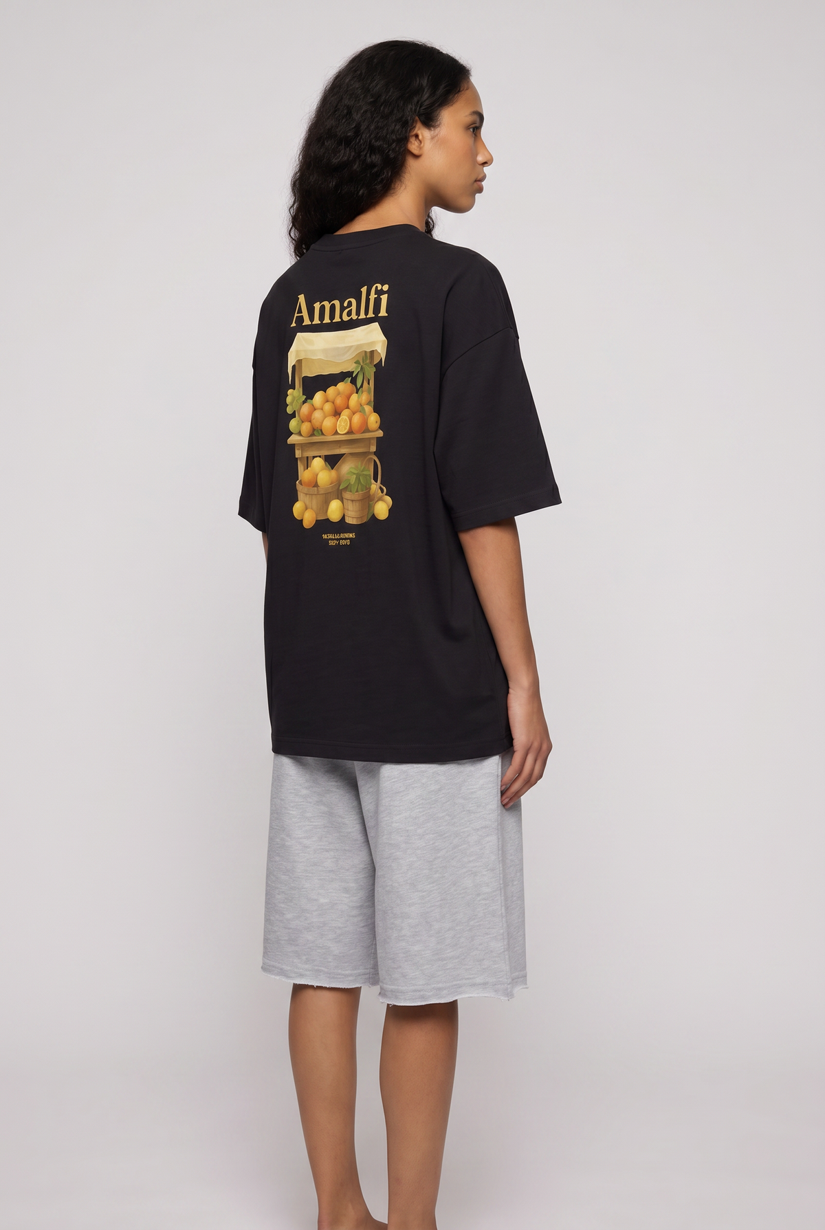 Kadın Amalfi Oversize Siyah T-Shirt