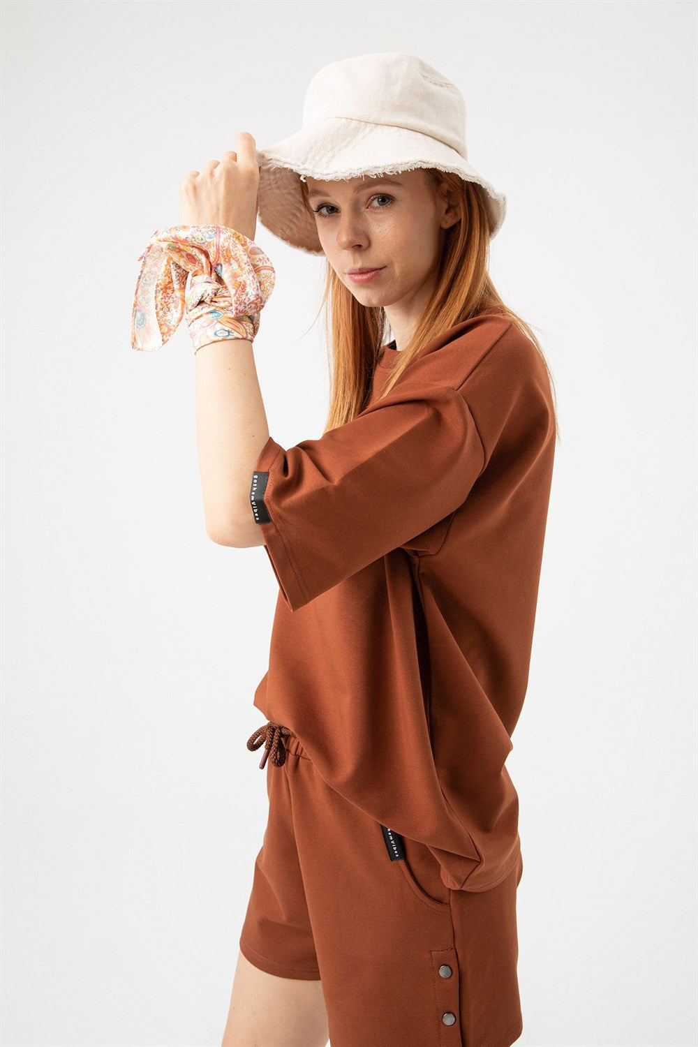 Kadın Base Oversize  Kiremit T-Shirt