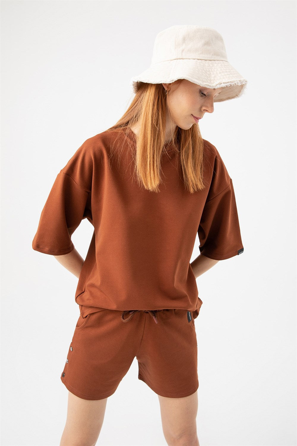 Kadın Base Oversize  Kiremit T-Shirt