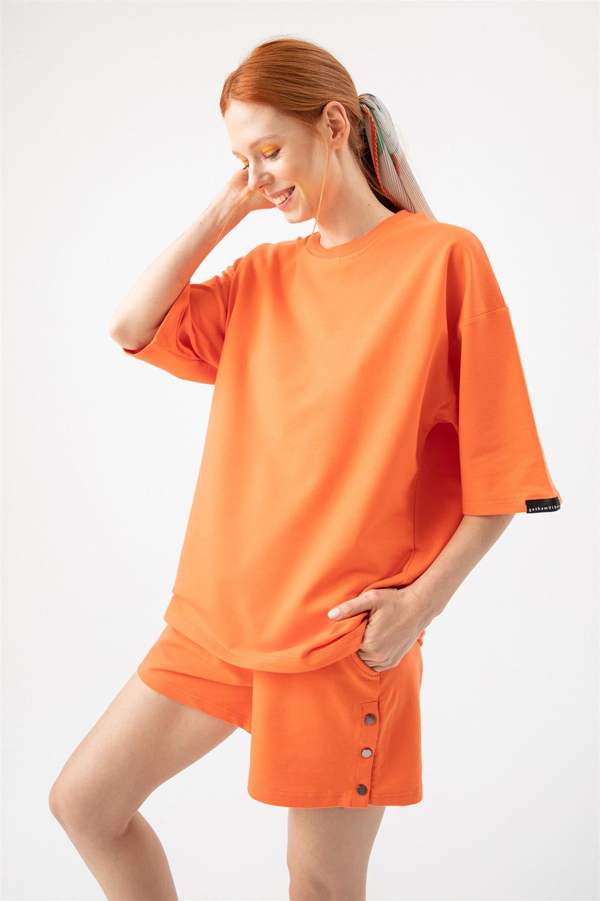 Kadın Base Oversize Şeftali T-Shirt