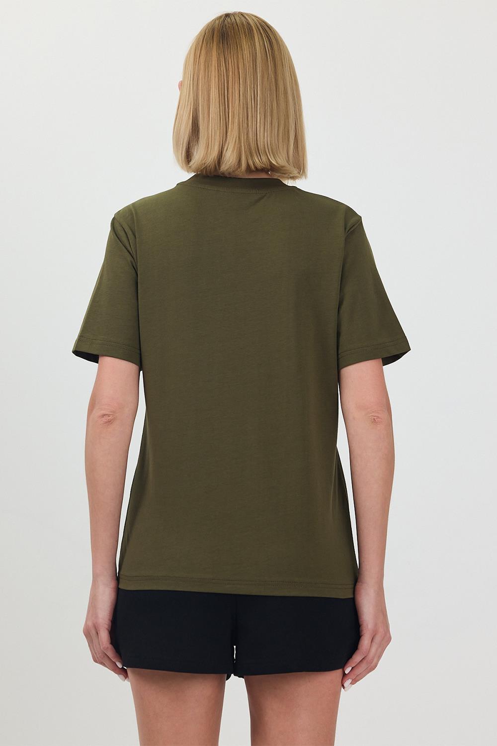 Kadın Basic Haki T-Shirt