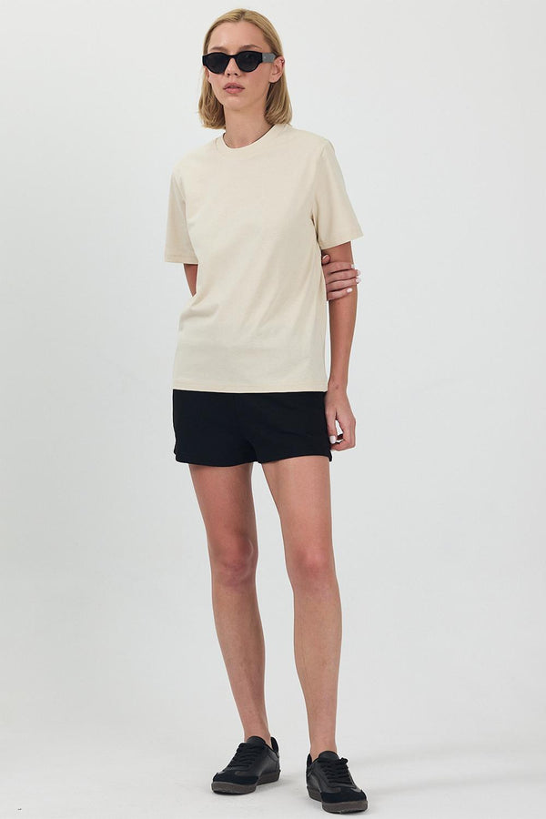 Kadın Basic Krem T-Shirt