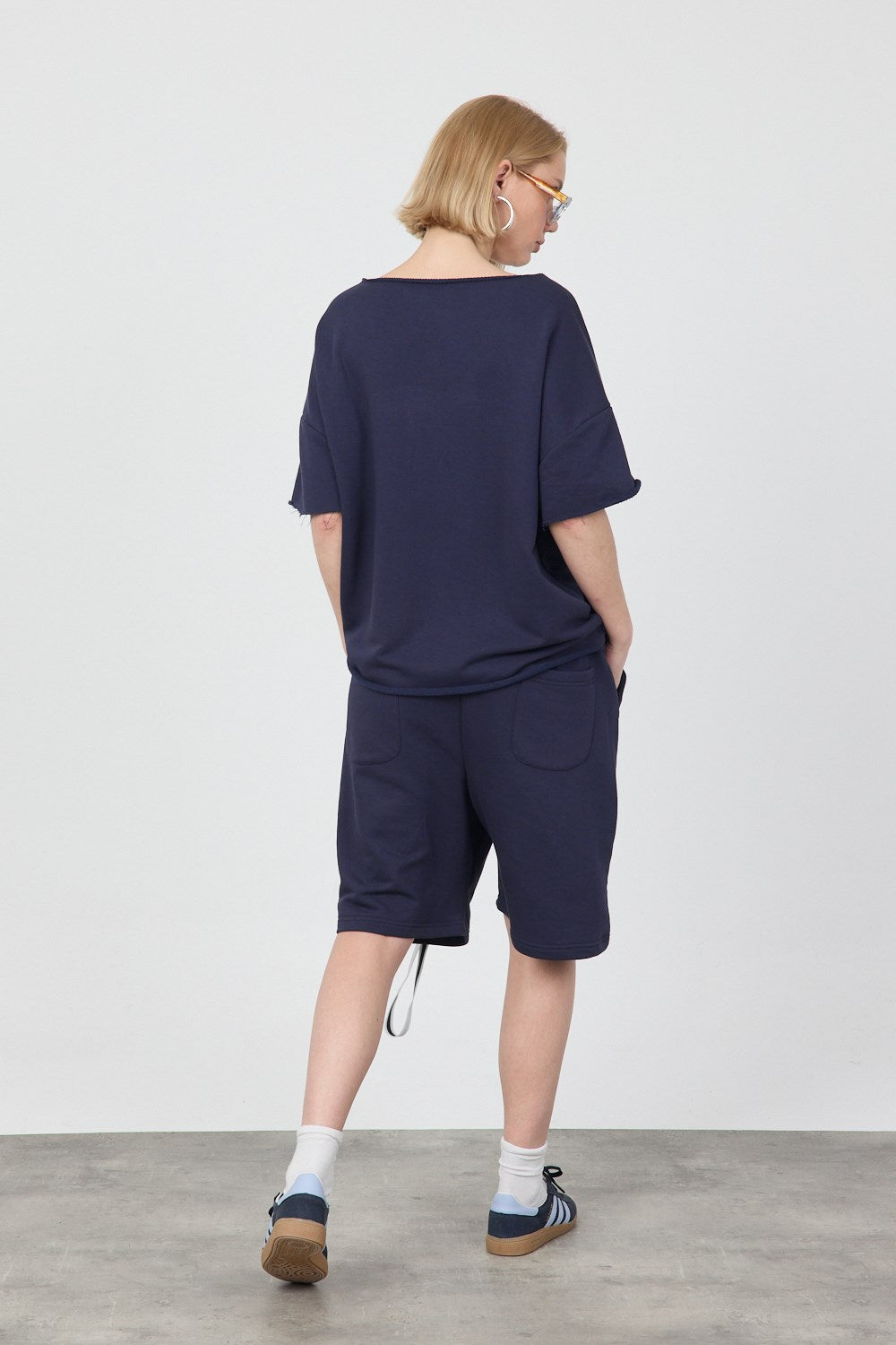 Kadın Blank Boxy Lacivert T-Shirt