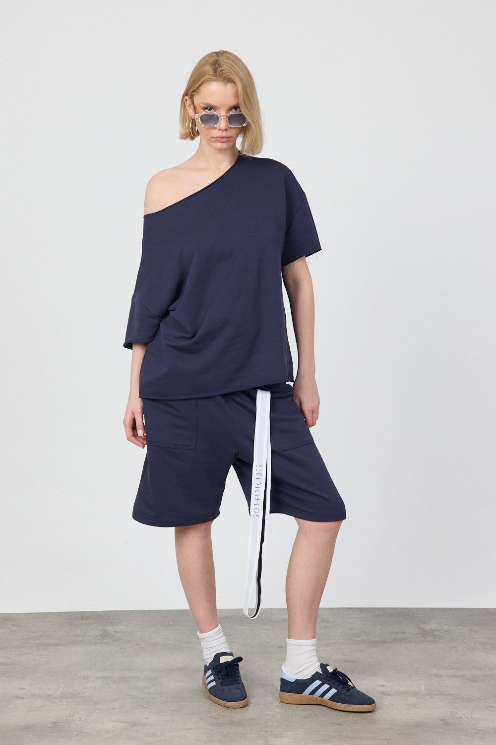Kadın Blank Boxy Lacivert T-Shirt