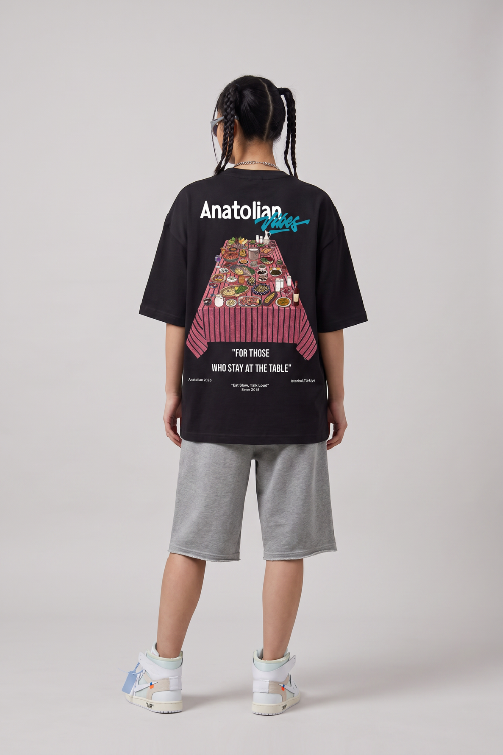 Kadın Anatolian Oversize Siyah Premium T-Shirt